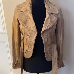 Bebe Tan Trench Coat with Luxurious Suede Texture